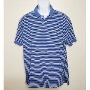 Polo by Ralph Lauren Cotton Polo Shirt Mens XL Light Blue with Stripes Vintage